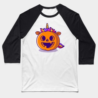 Cute Unicorn Pumpkin Halloween Cartoon Baseball T-Shirt